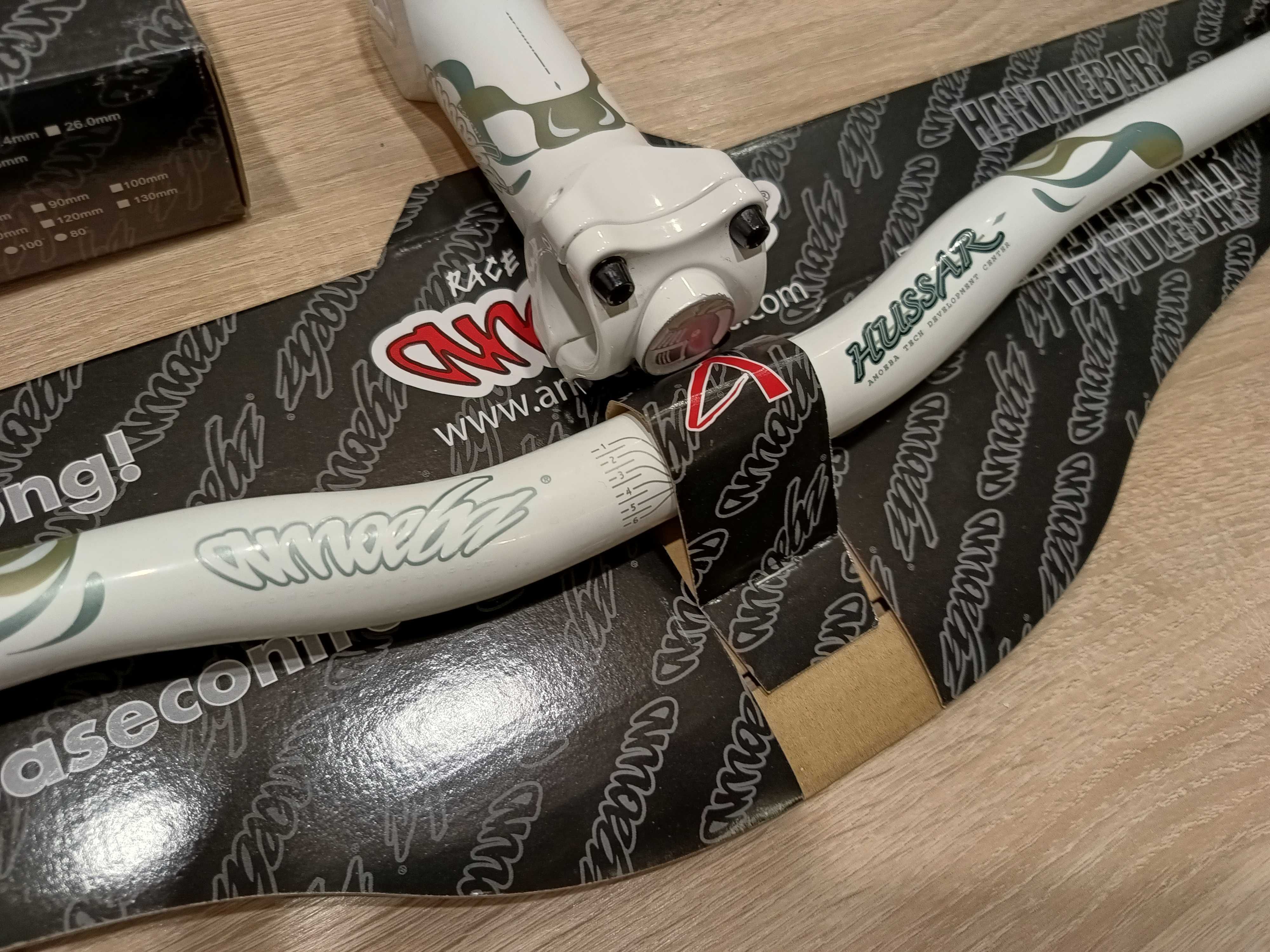 Kierownica + Wspornik AMOEBA Hussar Nowa Biała Alu