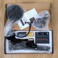 Equipamento Podcast com V8 Audio Interface e microfone condensador