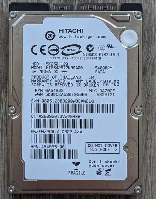 Oryginalny dysk HDD Hitachi 7 120GB (7 mm) z laptopa IBM ThinkPad