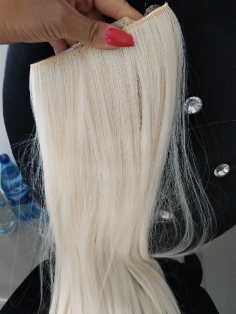 Blond włosy clip in zestaw