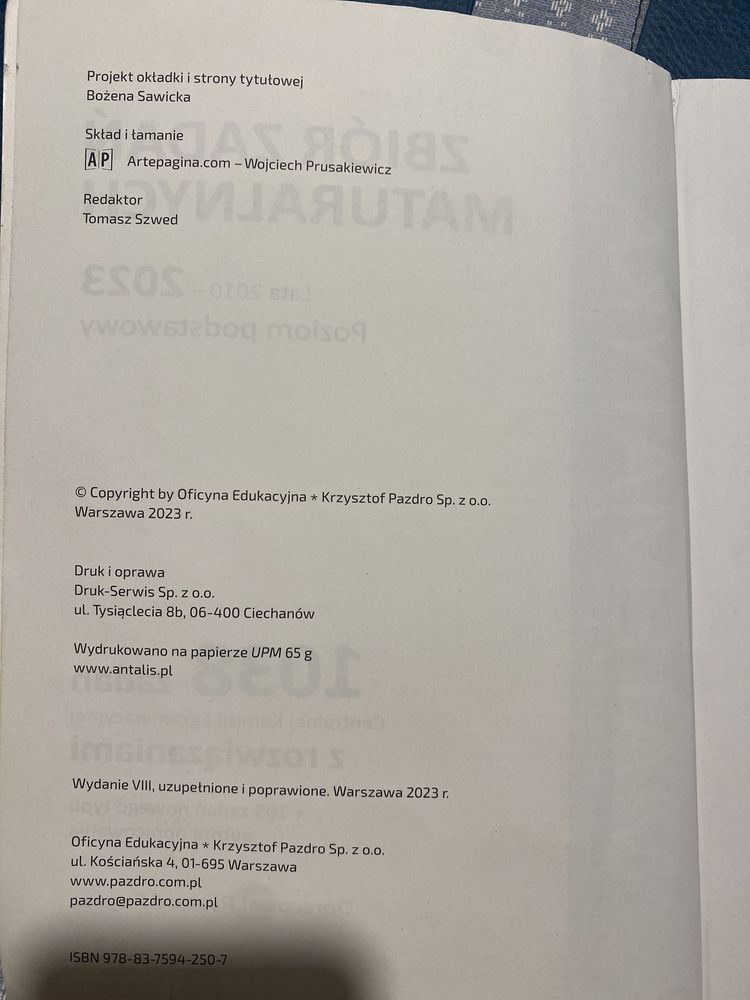 Zbiór zadań maturalnych matematyka poziom podstawowy