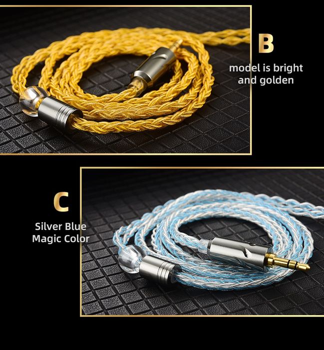 Кабель для наушников 8-ми жильный посеребренный медный Hi-res