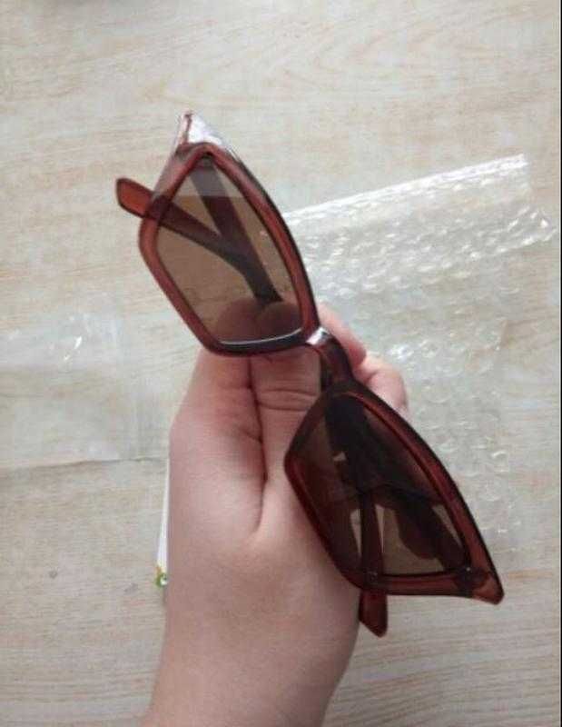 Солнцезащитные очки-лисички с серебряной и коричневой линзой