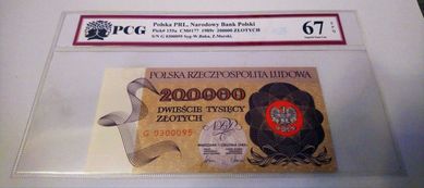 200000 zl 1989r. banknot PCG 67 seria G300095 Ideał