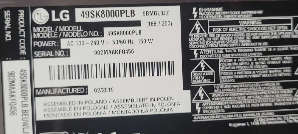 lg smart wifi DVBT2 HEVC UHD 4K