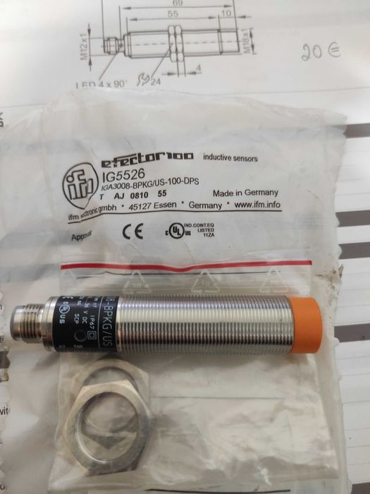 Sensor indutivo 18mm  pnp 24vdc IFM