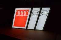 Podświetlane Logo AUDI S2, Neon LED, Reklama, Emblemat, Prezent