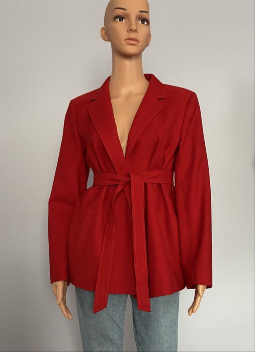 Czerwona marynarka oversize 100% welna