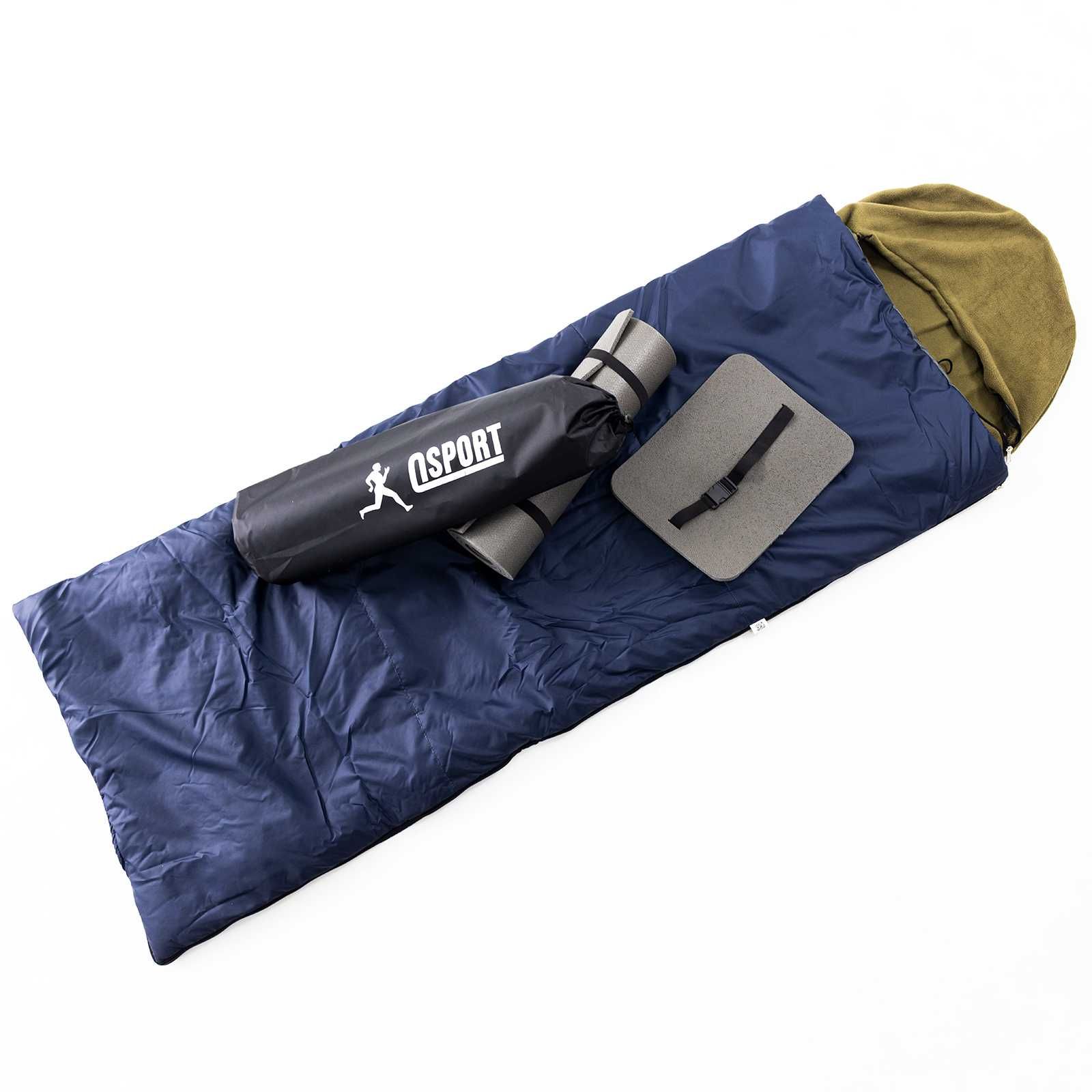 Спальный мешок + вкладыш флисовый+ туристический коврик + сидушка