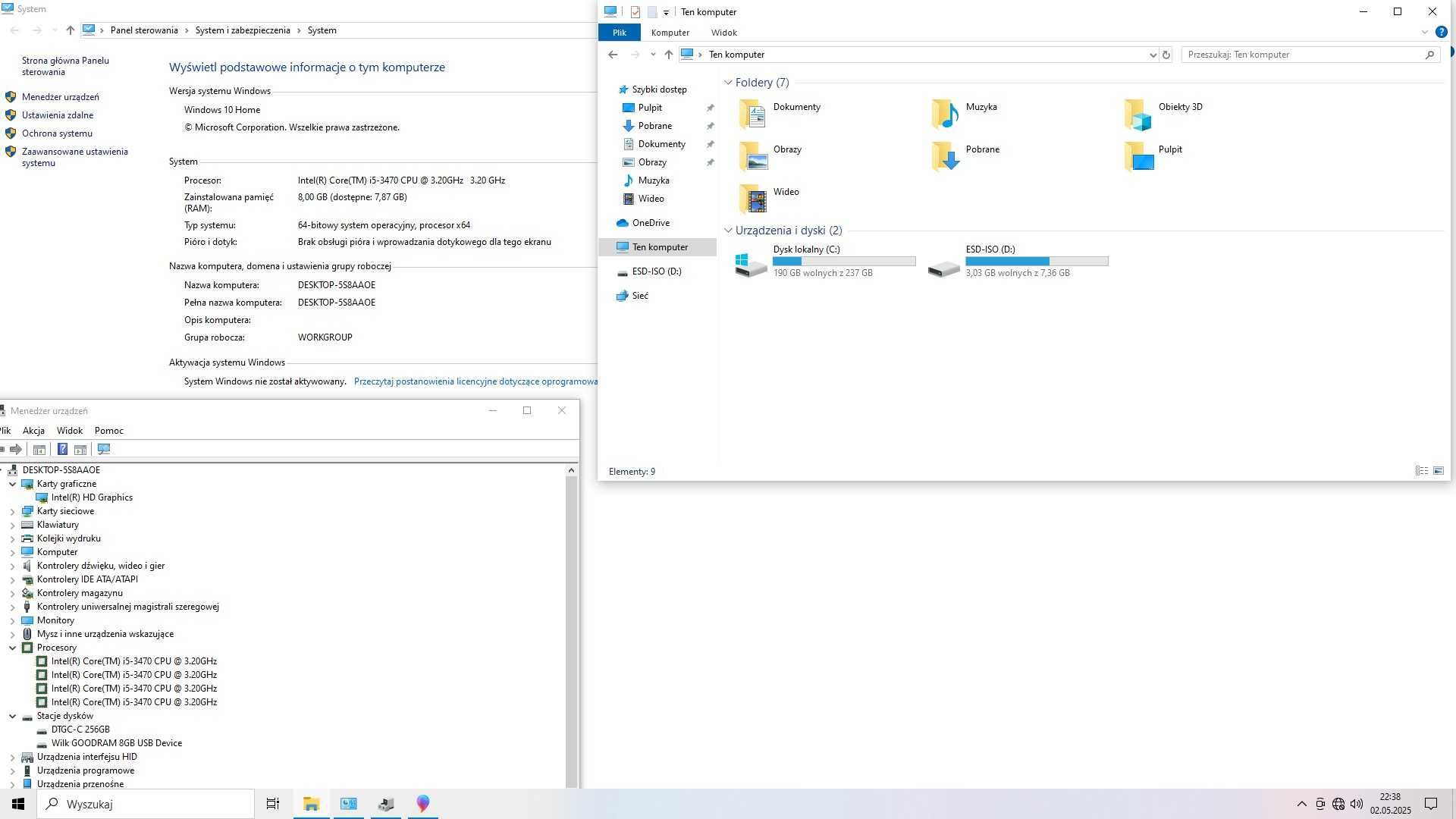 Komputer i5 4x3.2 GHz/8GB RAM/SSD//Win 10