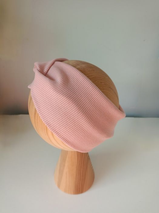 Opaska przeplatana pudrowy brudny róż różowa