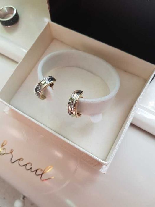 Kolczyki złoto brylanty 0,12 ct 5,40 g certyfikat