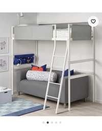 Ikea VITVAL Rama łóżka na antresoli, biały/jasnoszary,