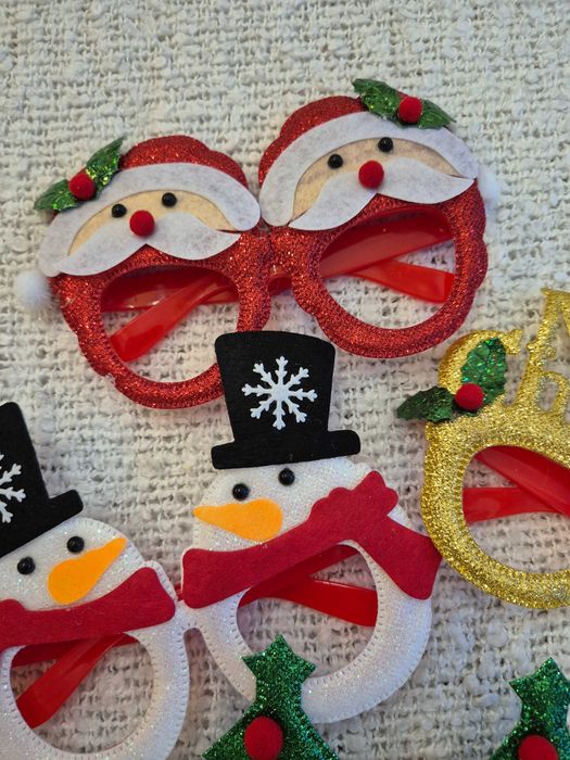 Okulary Świąteczne Różne Wzory 4 sztuki Boże Narodzenie Impreza