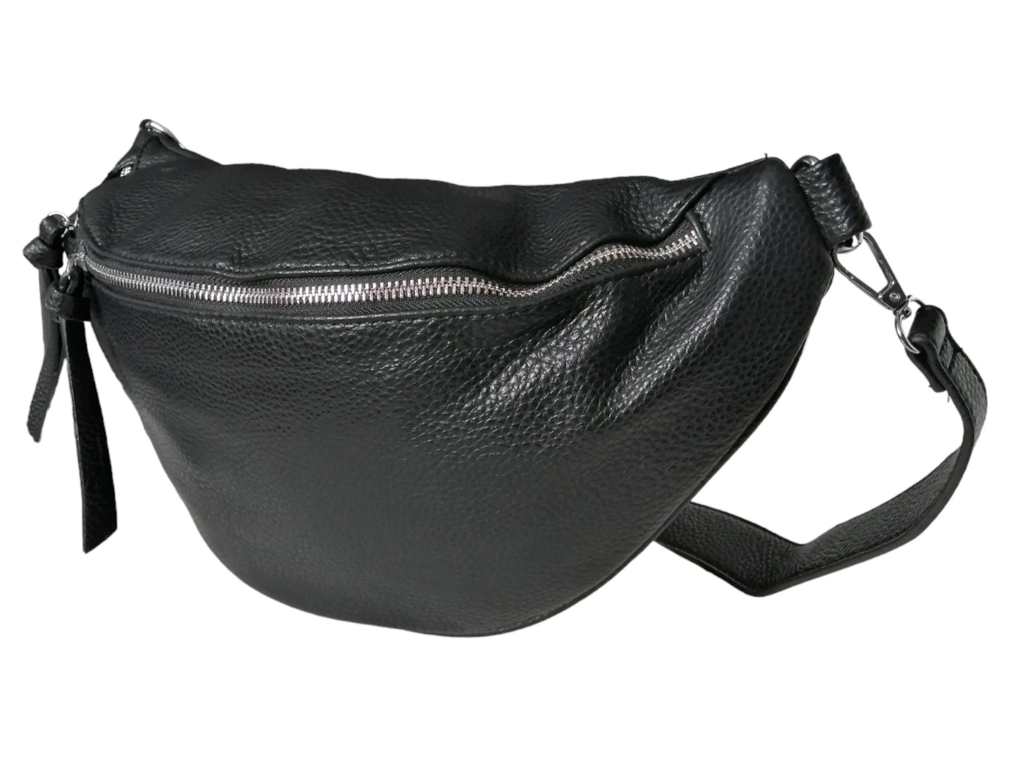 Duża torebka saszetka, nerka damska, czarna torba na ramię (2 paski)