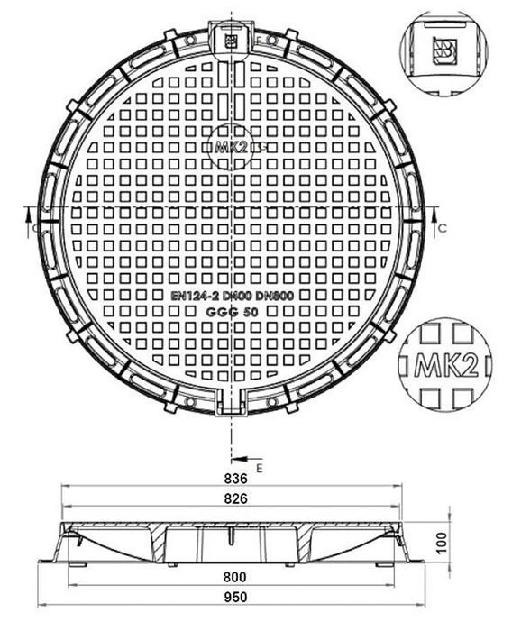 Właz Żeliwny DN800 Pokrywa Studni D400 80cm 95cm okrągły Kanalizacyjny