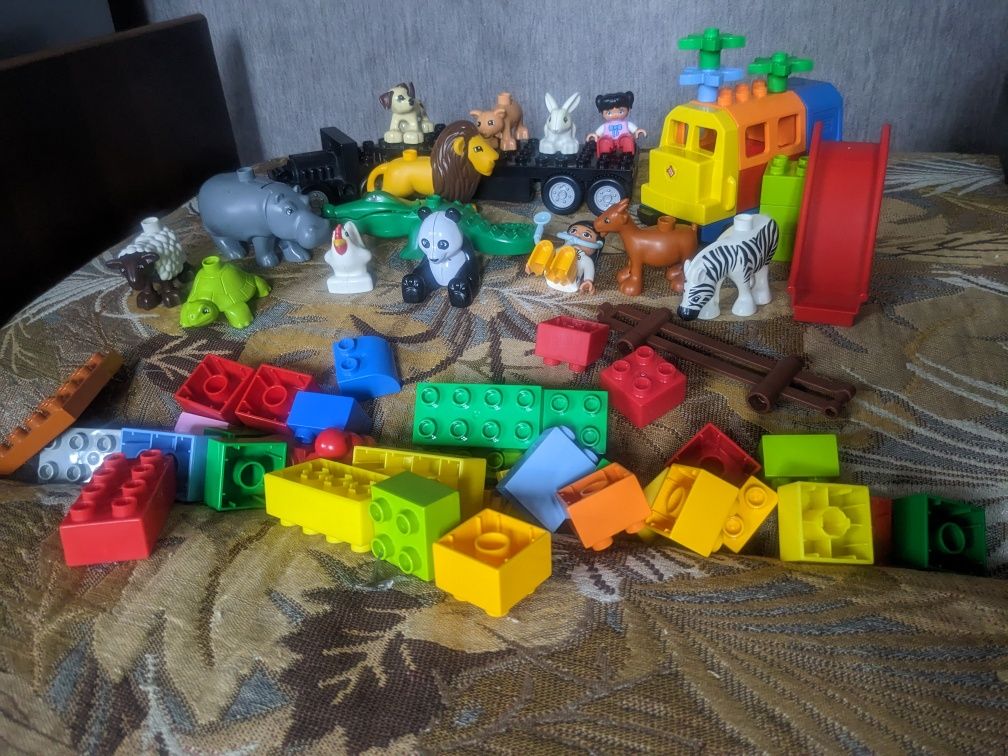 Лего дупло  Lego Duplo Мост рельсы животные тягач стрелки