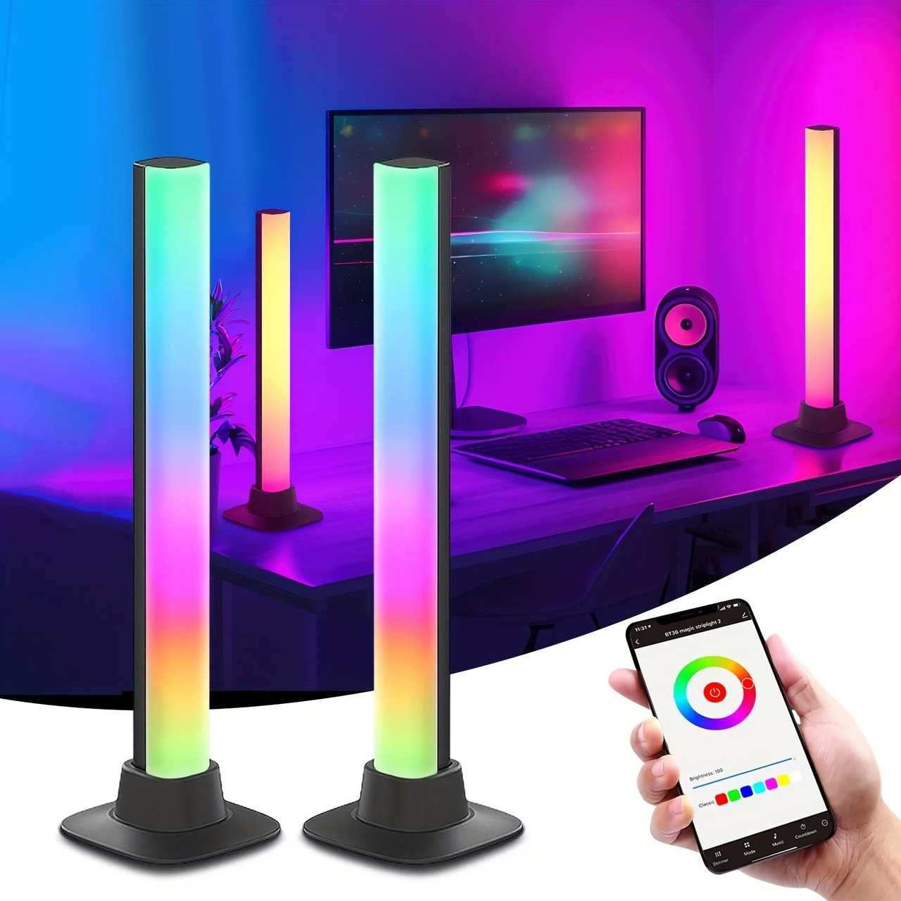 Фонове освітлення блогера. Дві настільні лампи USB RGB Bluetooth