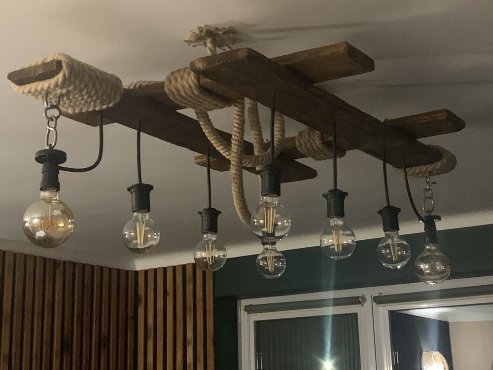 Lampa wisząca drewniana / żyrandol drewniany rekodzielo