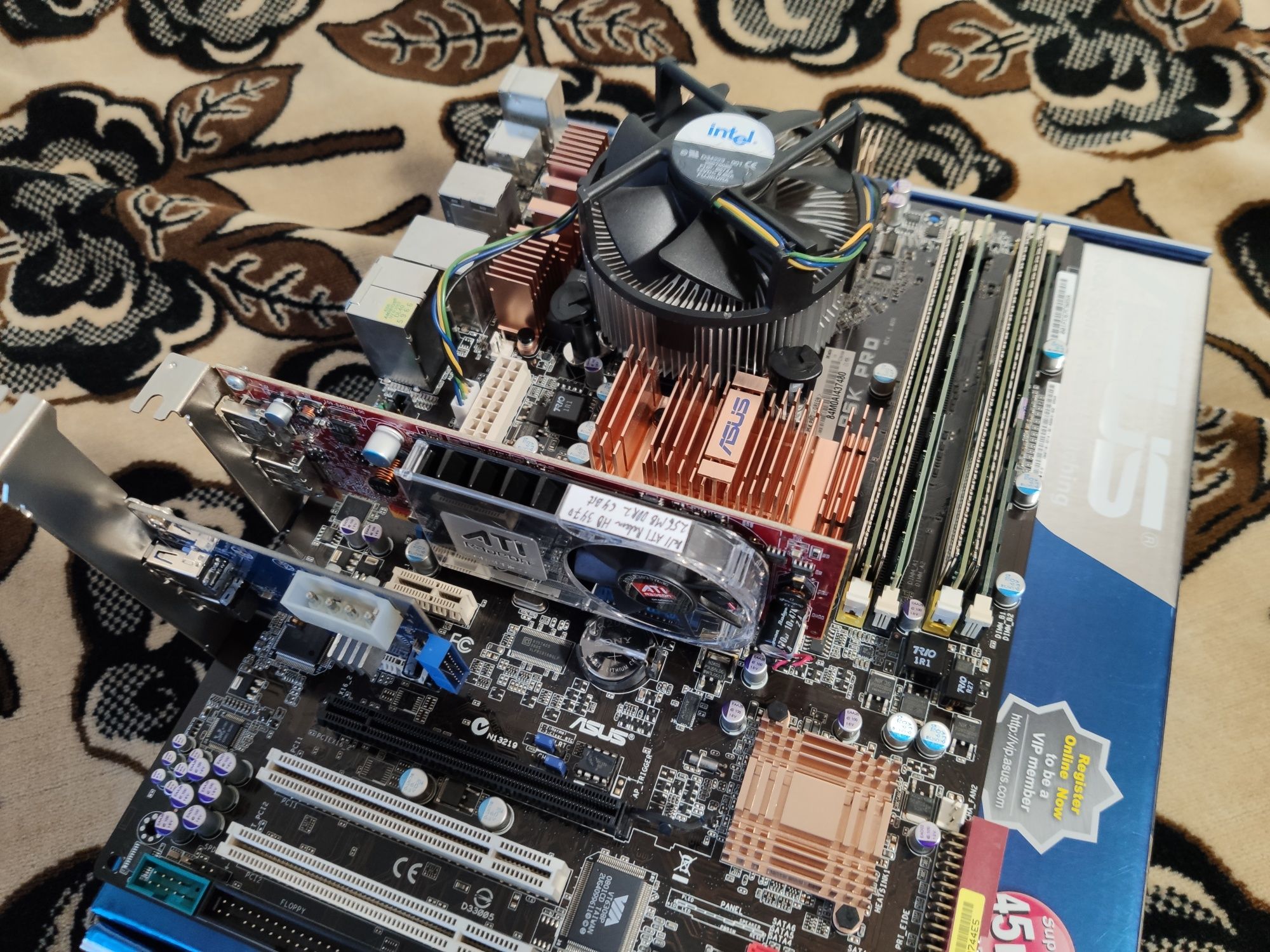 Комплект Intel Xeon E5450, Asus P5K Pro, 8GB DDR2, USB3.0, AMD Radeon