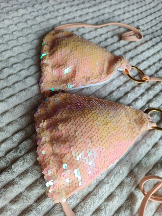 Strój kąpielowy syrenka, cekiny, góra bikini S 36, nowy bez metki