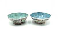 Par de taças porcelana chinesa Qing Dynasty Guangxu século 19 antigas