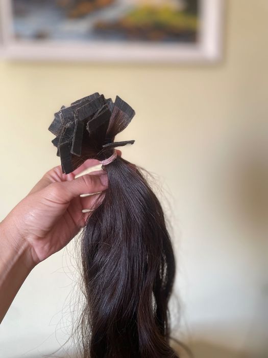 Натуральні волоси на лентах 50см