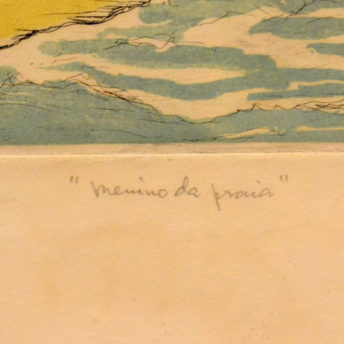 Gravura colorida em papel do artista brasileiro Darcy Penteado