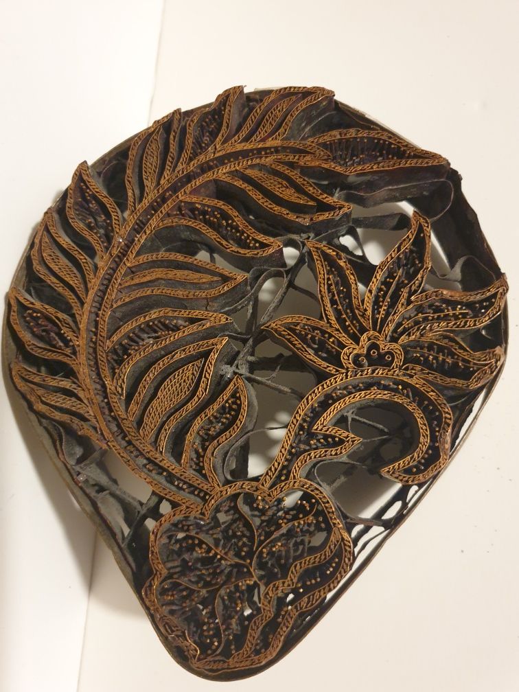 Antigo carimbo de tecidos batik indiano em cobre feito à mão
