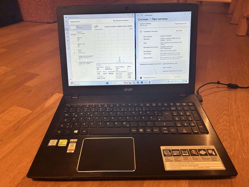Acer Aspire E 15 SSD+HDD GEFORCE 940mx