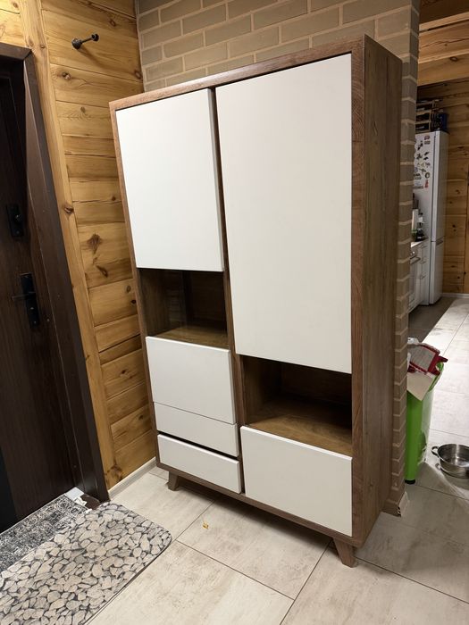 Szafa witryna Milano biała/brązowa