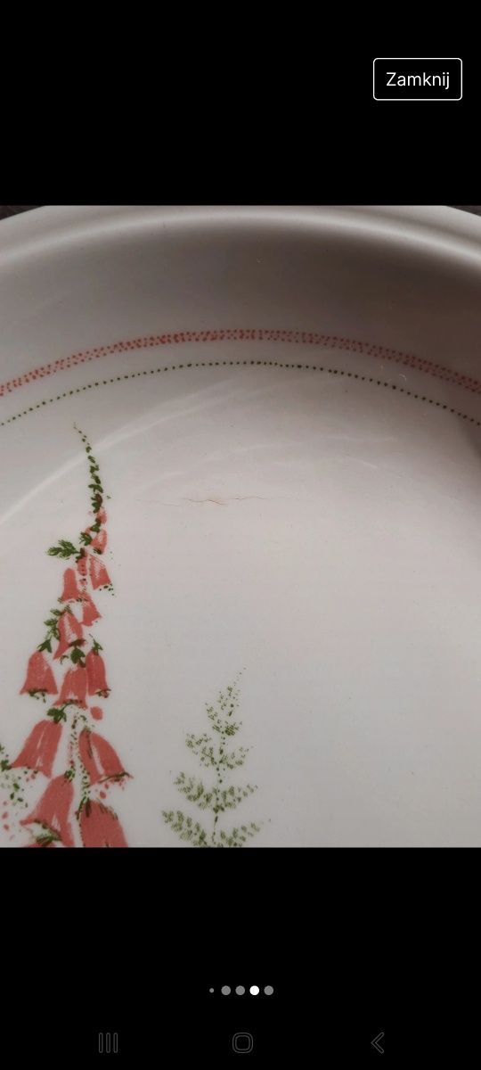 Zestaw talerzy głębokich porcelana anglia rośliny dzwoneczki kwiaty