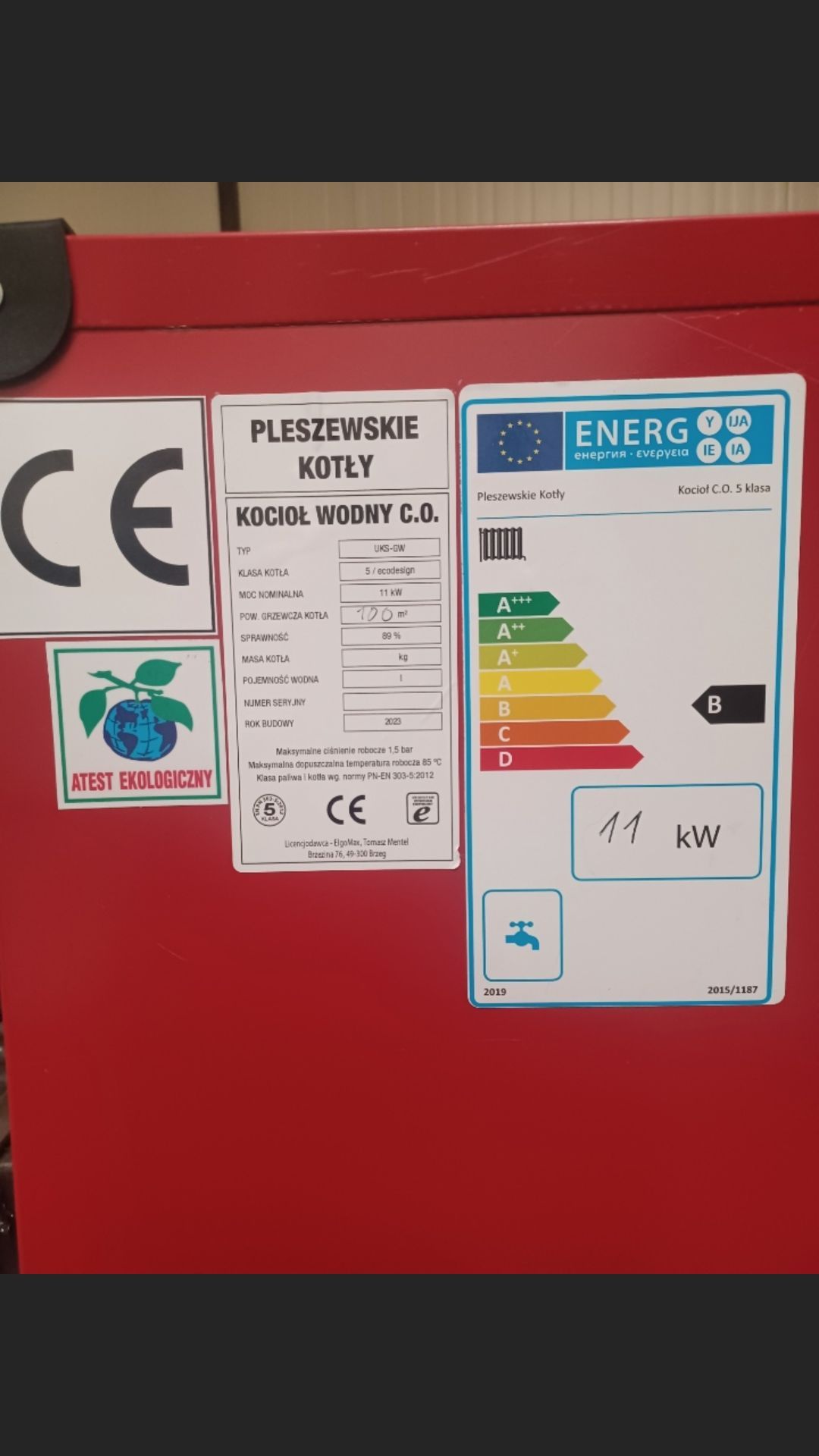 Kocioł kotły 11kW do 100m2 Piec piece drewno węgiel pelet klasa