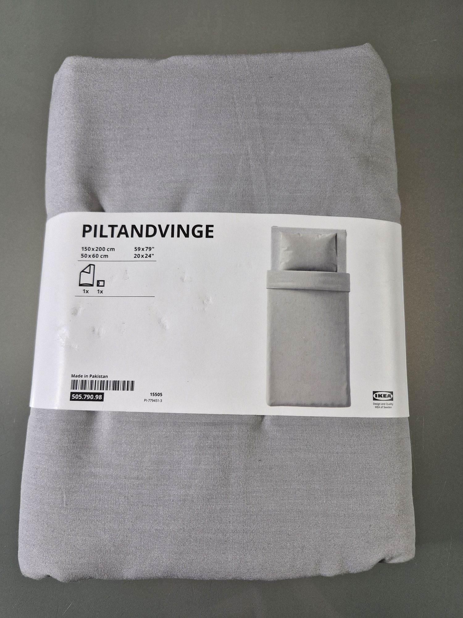 IKEA Piltandvinge Poszwa na Kołdrę I Poszewka Szara 150x20 + 50x60