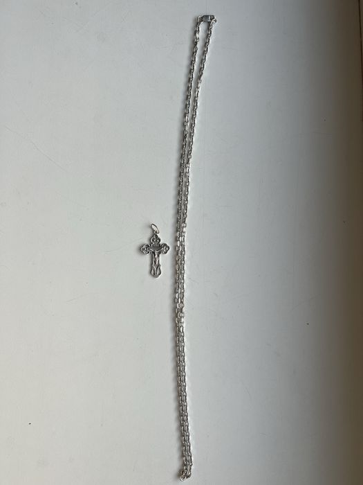 Серебренную цепочка с крестиком 925 17г 65см