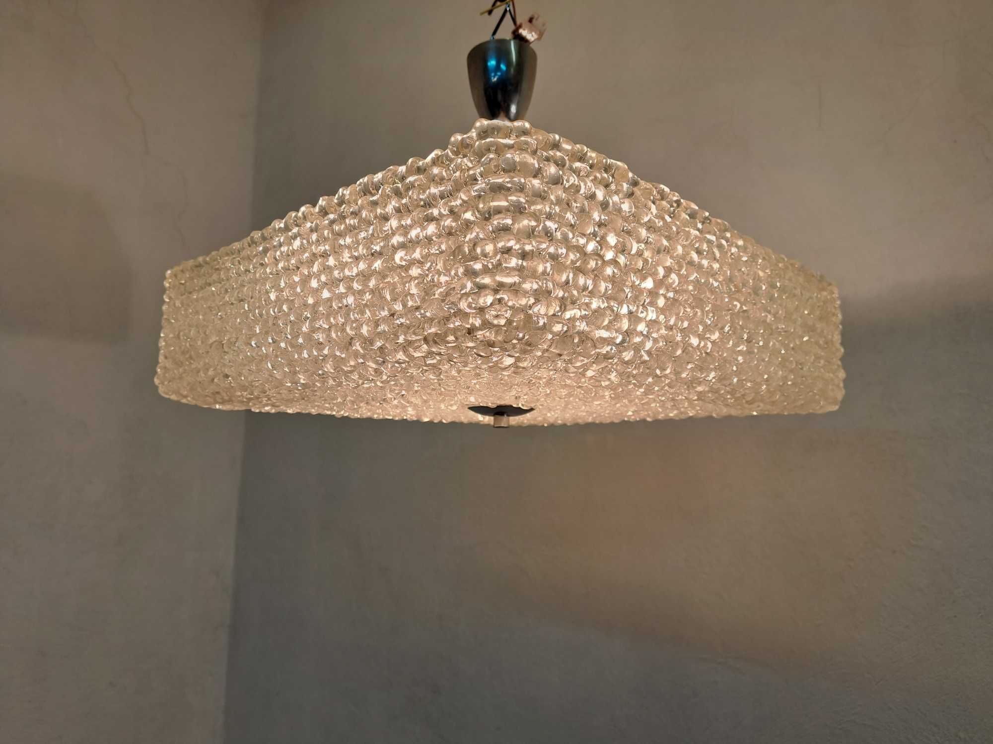 Lampa kwadratowa Austrolux plastik akryl klosz chrom lodowe szkło