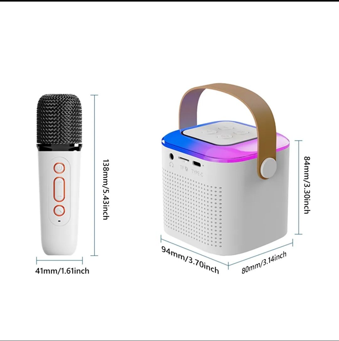 Kit Karaoke 2 microfones e coluna rgb Y1 NOVO