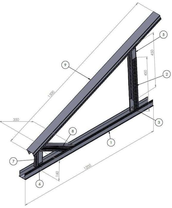 Кронштейн/кріплення (трикутник)для плоского даху для  СЕС, регул, алюм