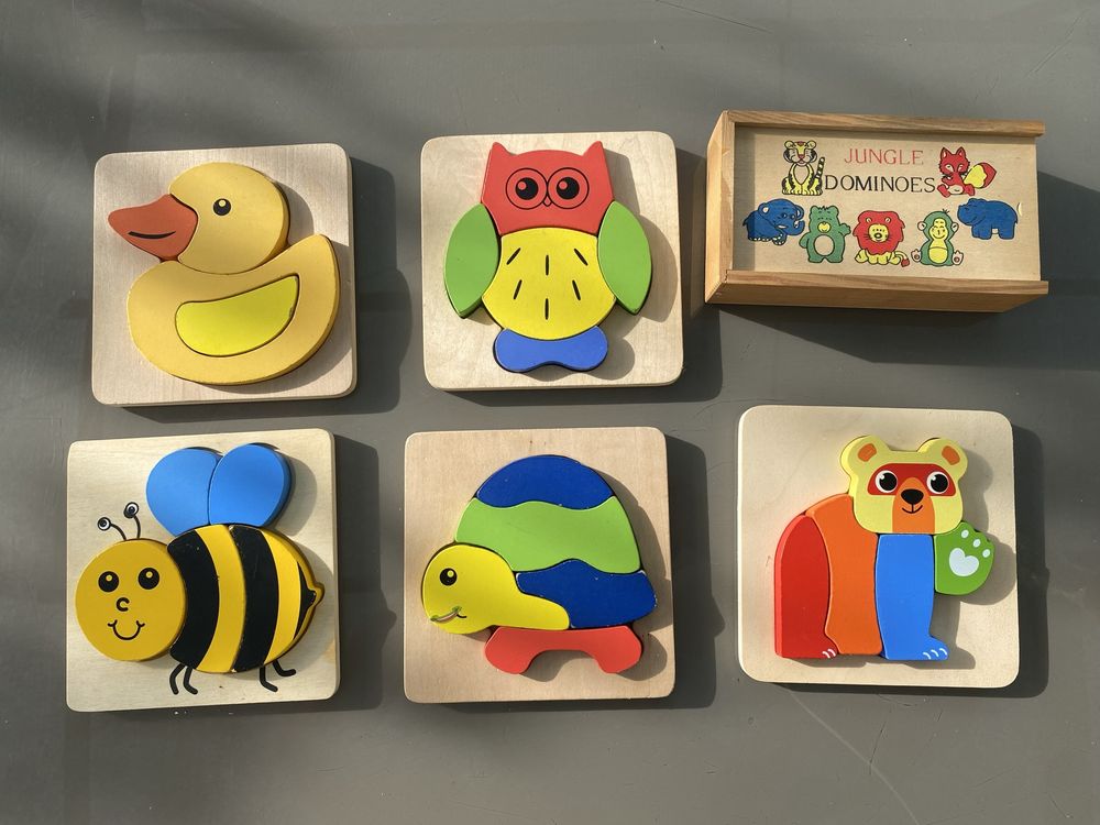 Jogos Puzzle Domino Brinquedos em madeira