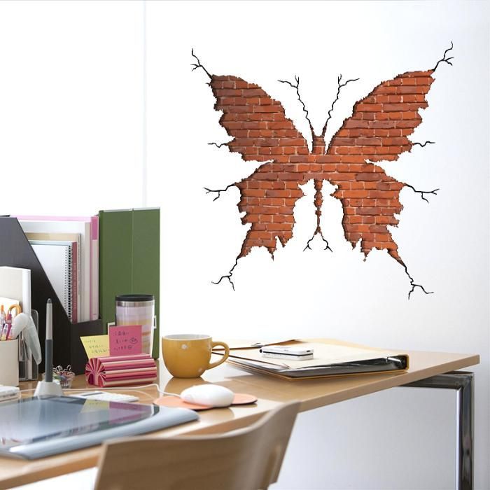 Naklejki ścienne na ścianę Motyl Cegła Cegły WS-0204