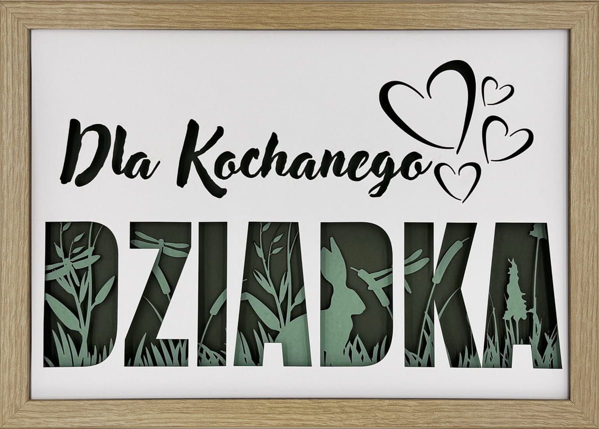 Ramka 3D shadow box Dla Kochanego Dziadka Łąka 32x23