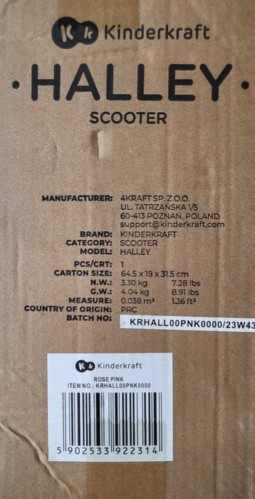 Trotinete Kinderkraft Halley Tri-Scooter Pink (Rosa), Nova