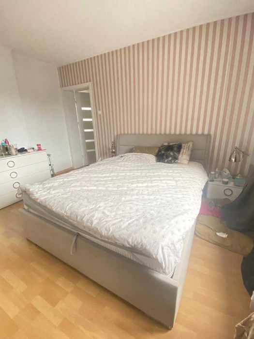 łóżko 160 cm z pojemnikiem, tapicerowane, zagłówek + materac HILDING