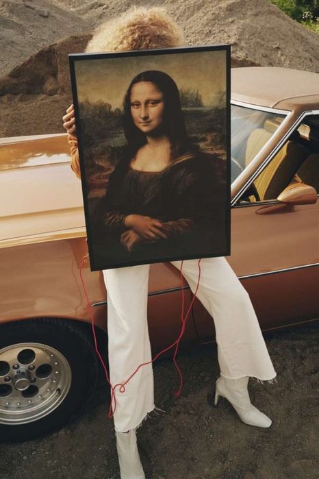 Quadro da Mona Lisa da coleção Markerad Ikea x Virgil Abloh como novo