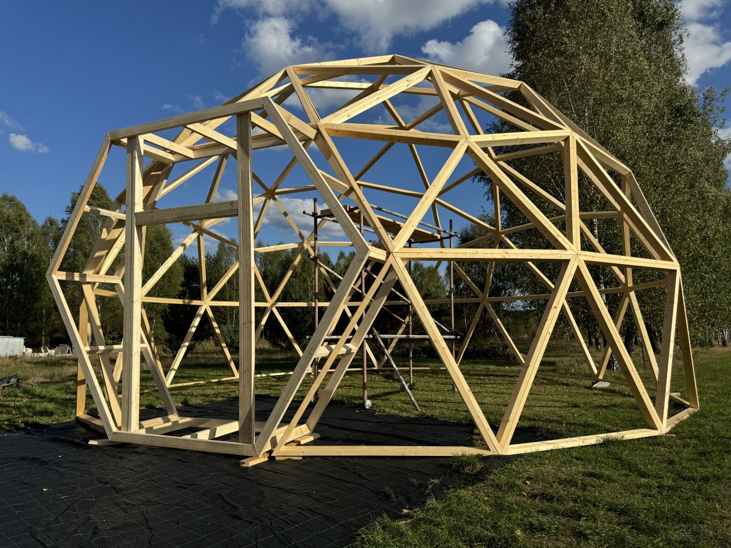 Kopuła geodezyjna 65m2. GLAMPING - Dom - Konstrukcja.