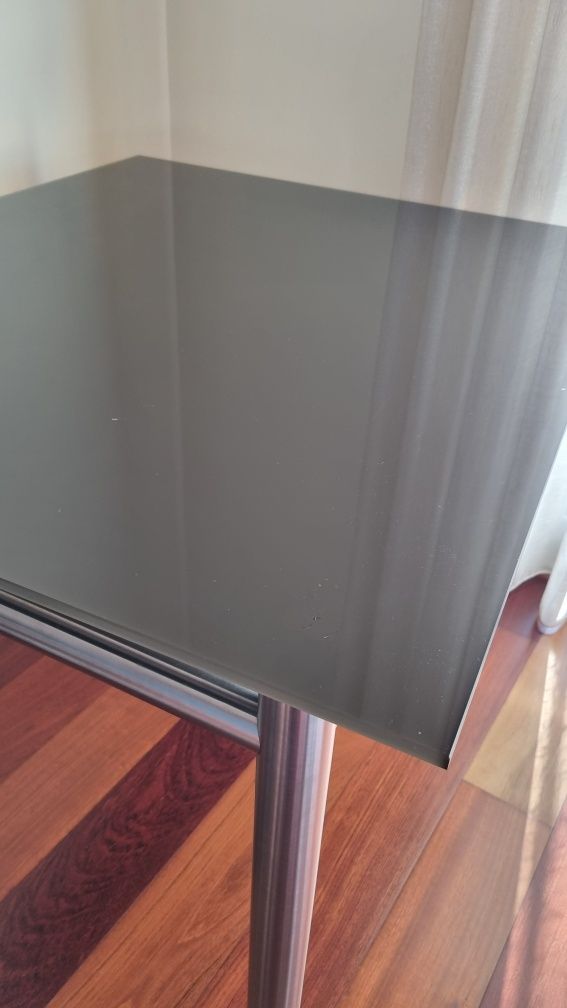 Mesa inox tampo vidro castanho - com ou sem cadeiras