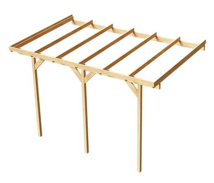 Zadaszenie, wiata przyścienna garażowa drewniana 300 x 484 cm