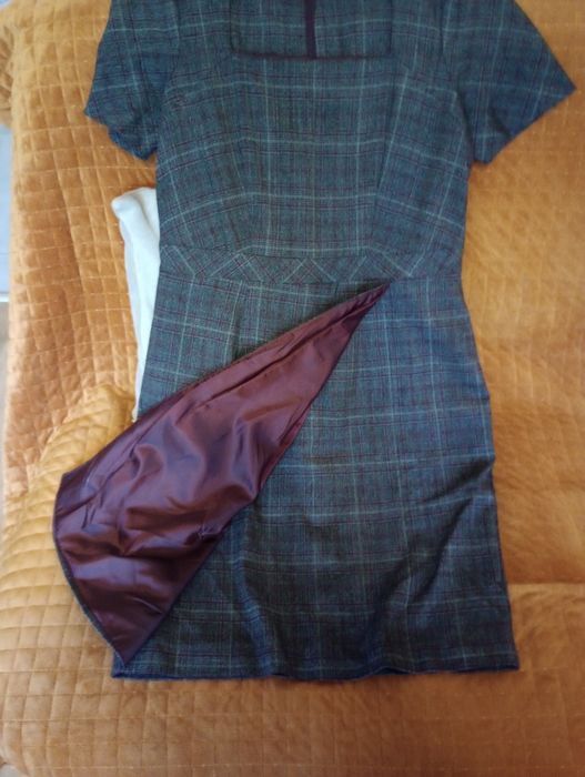Sprzedam sukienkę w kratkę biuro praca ślub elegancka