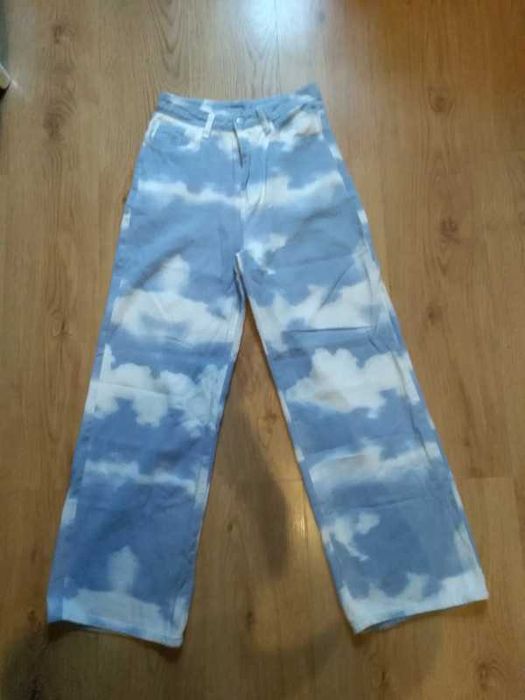 Jeansy Shein S 36 tie dye ombre cieniowan straight szerokie loose wide