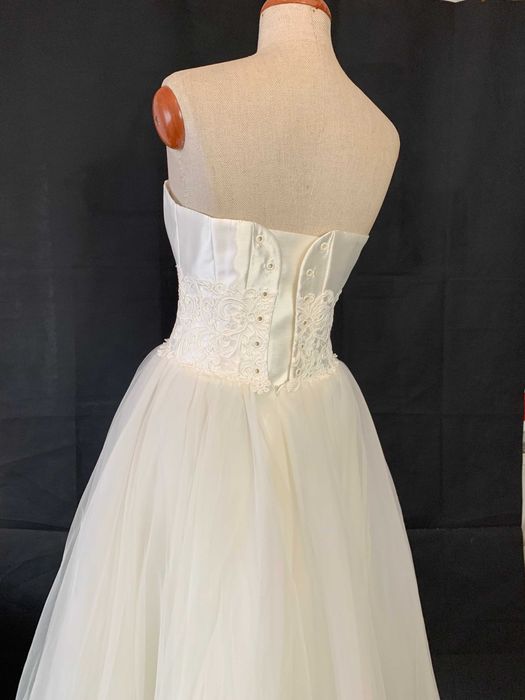 Nowa Krótka Suknia Ślubna S M 36 38 Wygodna midi księżniczka cywilny